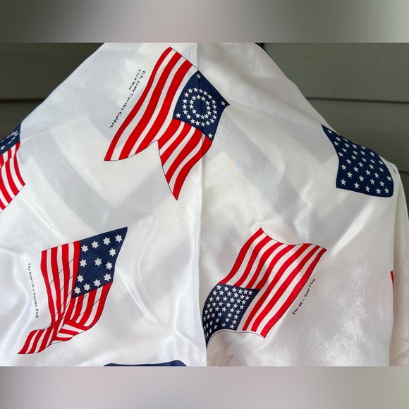 Symphony Scarf American Flag Silk Sz 13”x58” - Picture 3 of 7